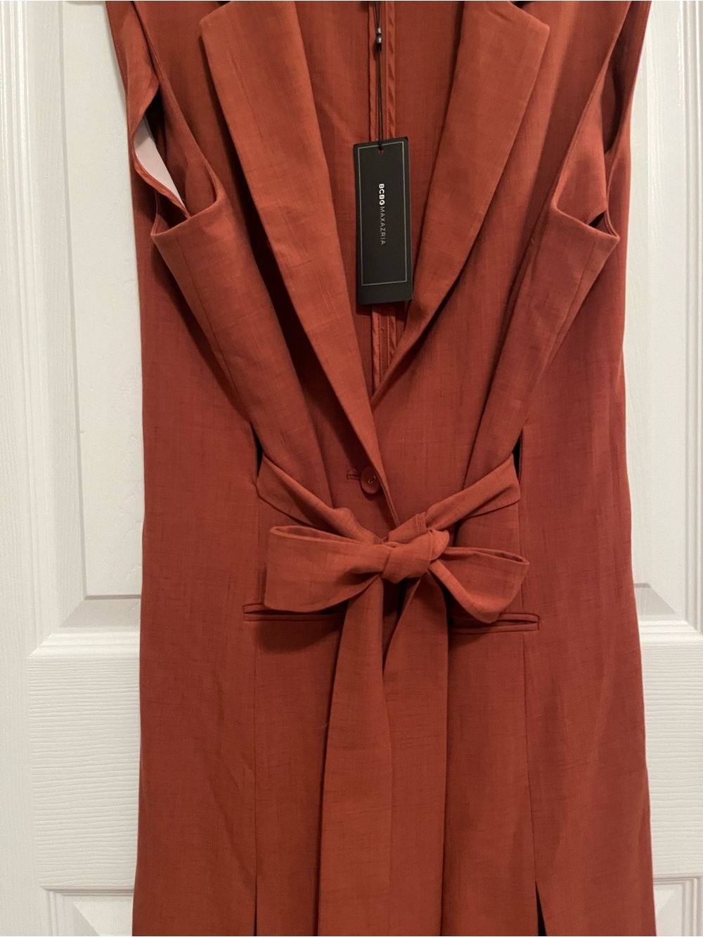NWT BCBGMAXAZRIA Tiger Eye Belted Long Vest – Size L - Picture 8 of 16